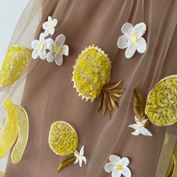 For love & lemons pineapple fruit punch sequin mini dress size xs - Picture 3 of 6